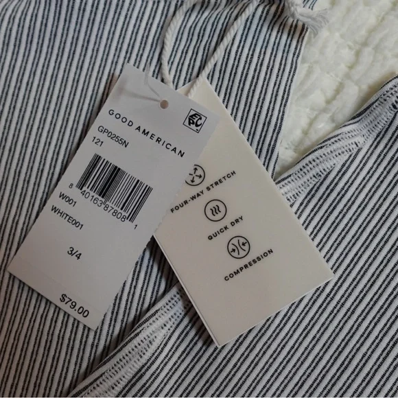 GOOD AMERICAN LEGGINGS WIDE RIB SHINE CLEAN SEAMLESS NWT WHITE 001 - Picture 4 of 7